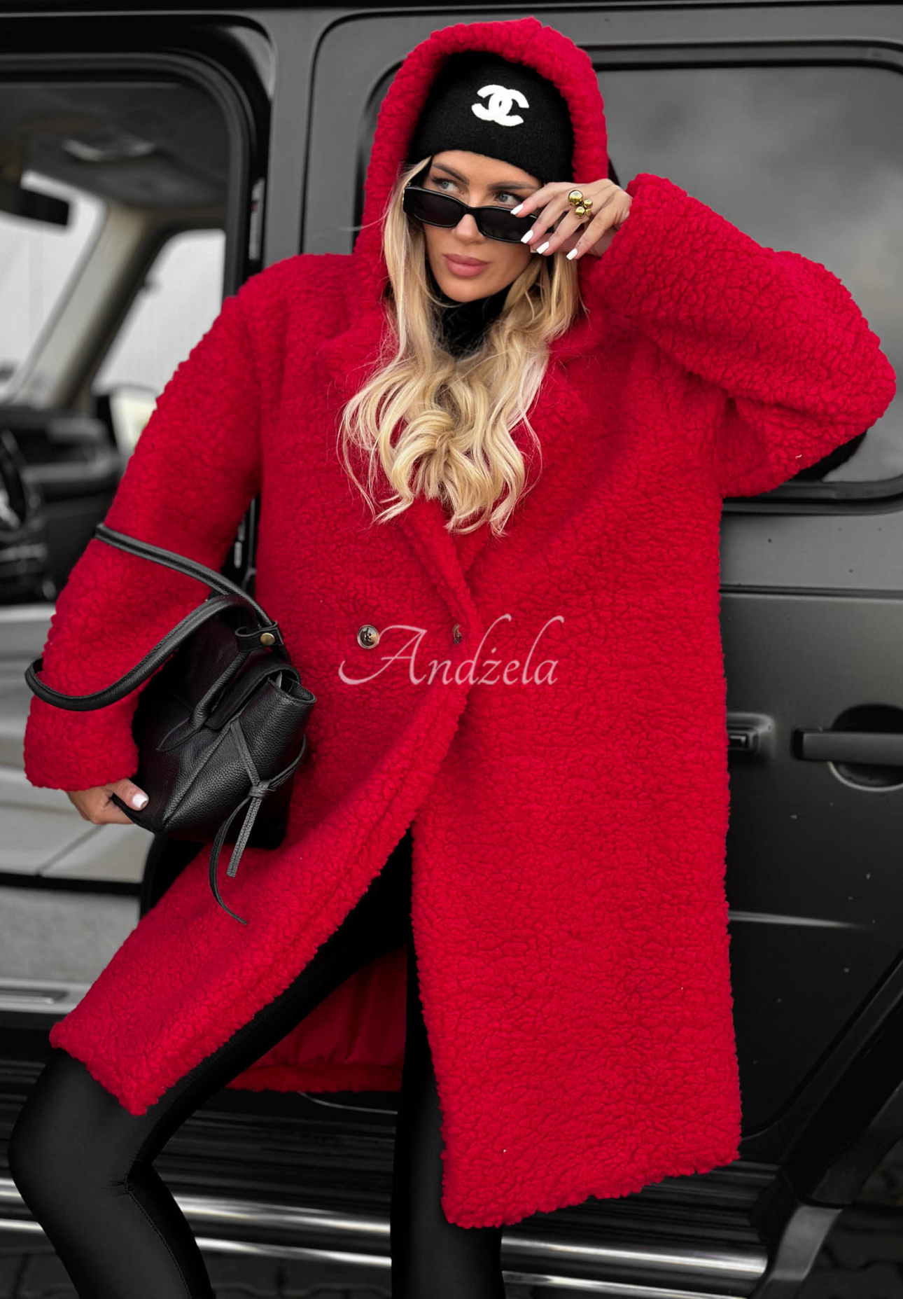 Langer Mantel aus Baumwolle mit Kapuze Frost Lady Rot