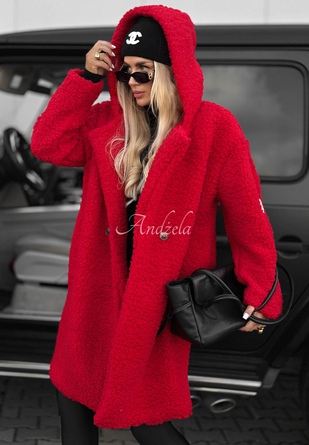 Langer Mantel aus Baumwolle mit Kapuze Frost Lady Rot