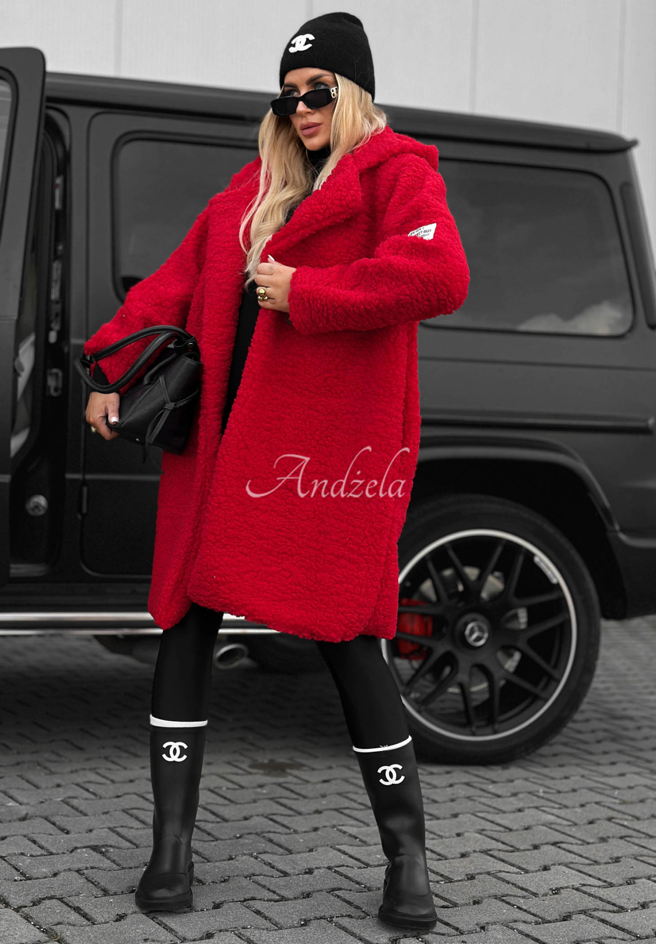 Langer Mantel aus Baumwolle mit Kapuze Frost Lady Rot