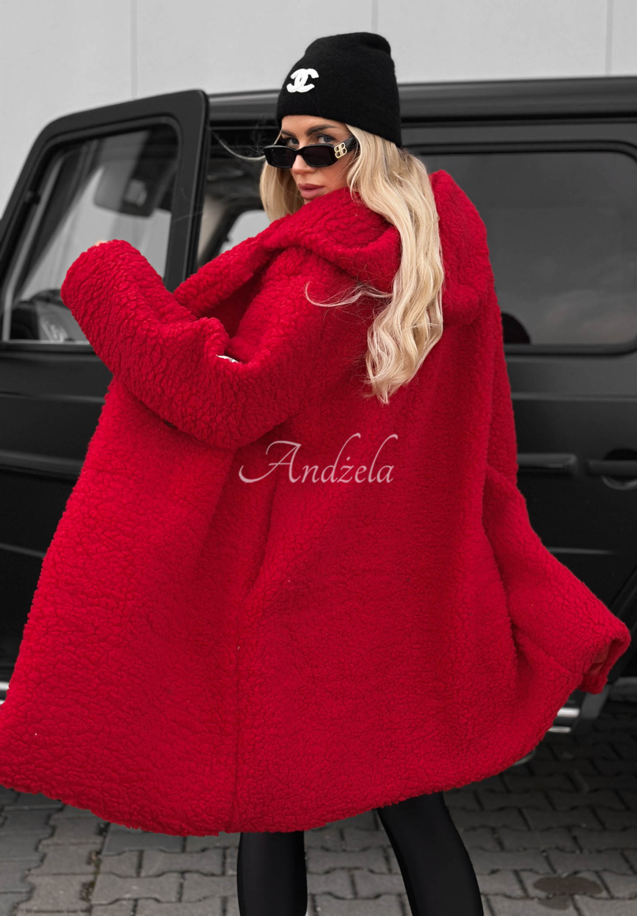 Langer Mantel aus Baumwolle mit Kapuze Frost Lady Rot