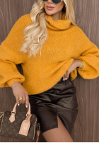 Miękki Pullover z golfem i alpaką Home Again Beerenfarben