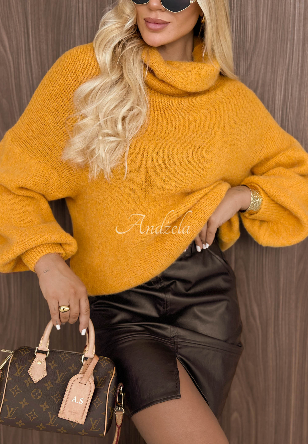Weicher Rollkragenpullover mit Baby-Alpaka-Wolle Home Again Senffarben