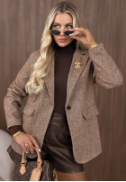 Blazer oversize w jodełkę Femme Authority Beige