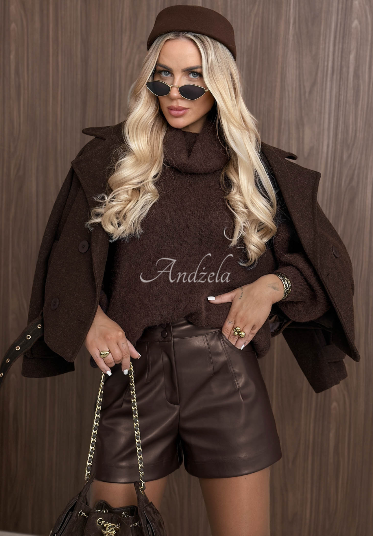 Weicher Rollkragenpullover mit Baby-Alpaka-Wolle Home Again Schokoladenbraun