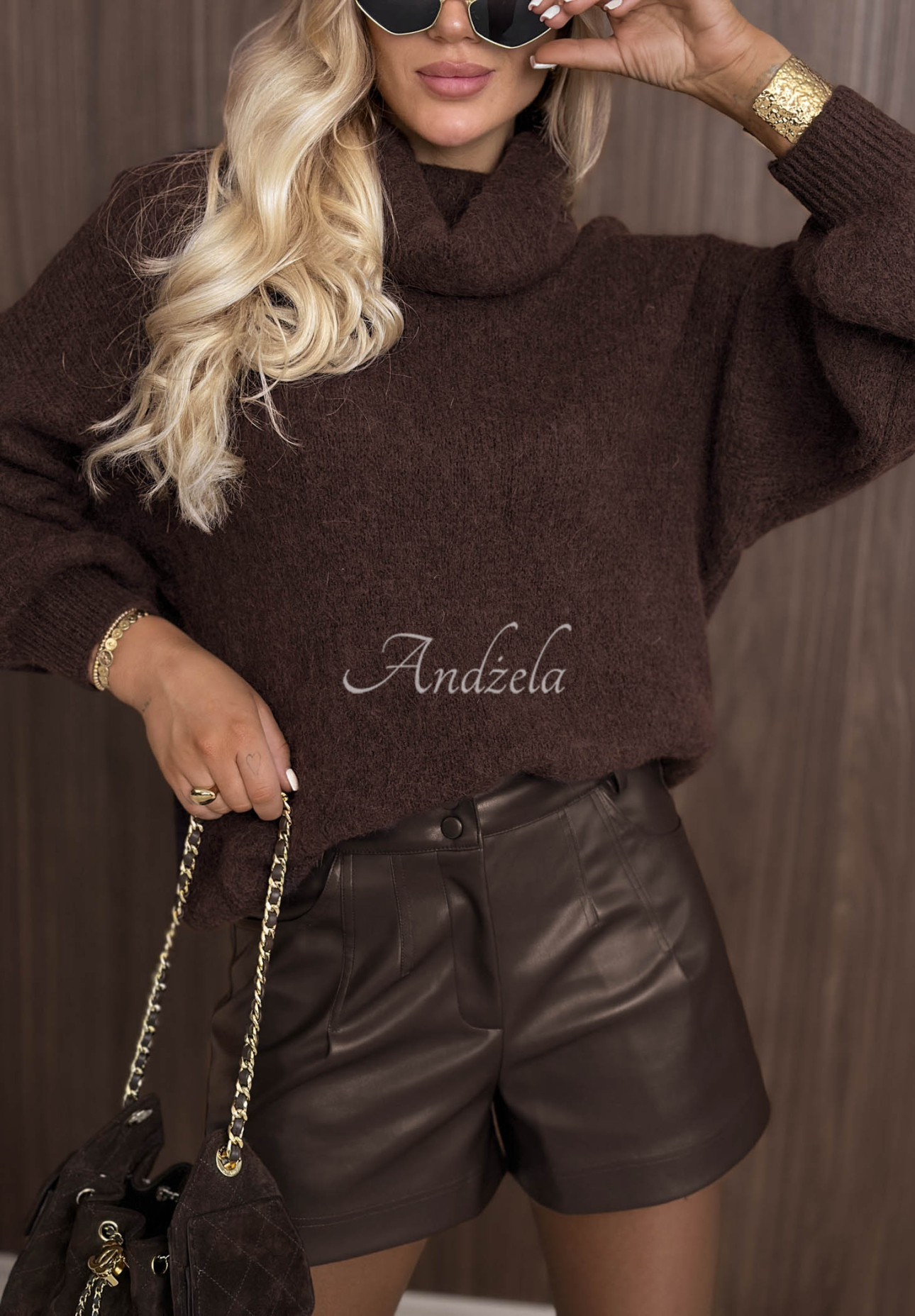 Weicher Rollkragenpullover mit Baby-Alpaka-Wolle Home Again Schokoladenbraun