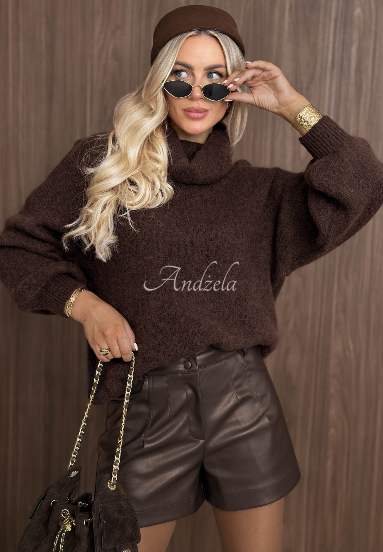Weicher Rollkragenpullover mit Baby-Alpaka-Wolle Home Again Schokoladenbraun