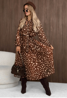 Kleid maxi z wiązaniem w łatki Sunday Muse Camel