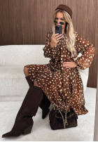 Kleid maxi z wiązaniem w łatki Sunday Muse Camel