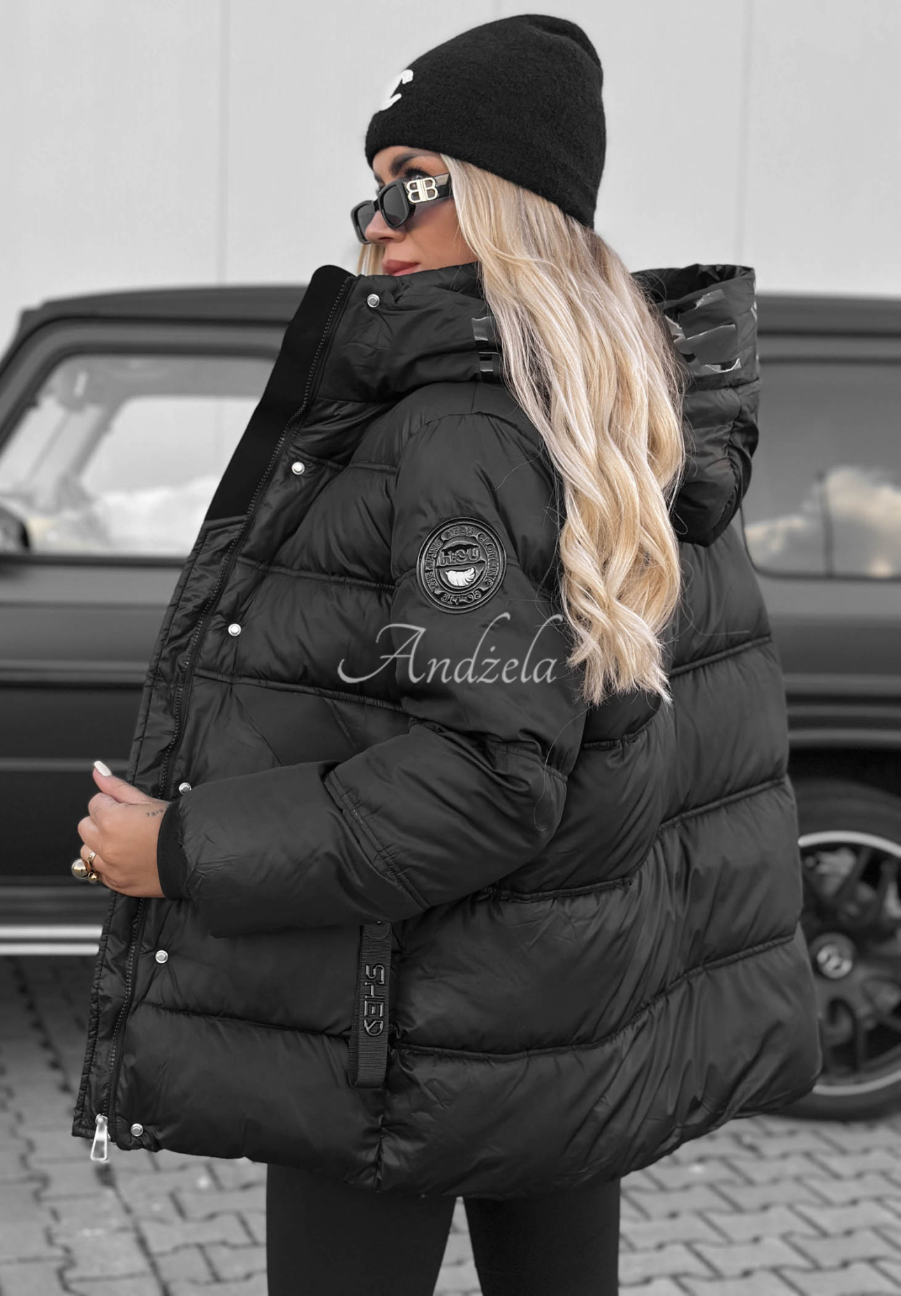 Gesteppte Jacke mit Kapuze Simple Theory Schwarz