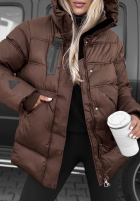 Pikowana Jacke z kapturem Simple Theory Schokoladenbraun