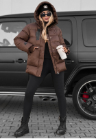 Pikowana Jacke z kapturem Simple Theory Schokoladenbraun