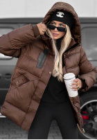 Pikowana Jacke z kapturem Simple Theory Schokoladenbraun