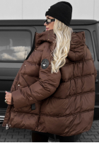Pikowana Jacke z kapturem Simple Theory Schokoladenbraun