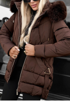 Długa pikowana Jacke z futerkiem Snow Babe Beige