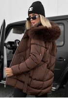 Długa pikowana Jacke z futerkiem Snow Babe Beige