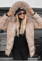 Długa pikowana Jacke z futerkiem Snow Babe Beige