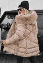 Długa pikowana Jacke z futerkiem Snow Babe Beige