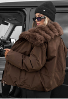 Jacke parka z kapturem i futerkiem Pine Path Schokoladenbraun