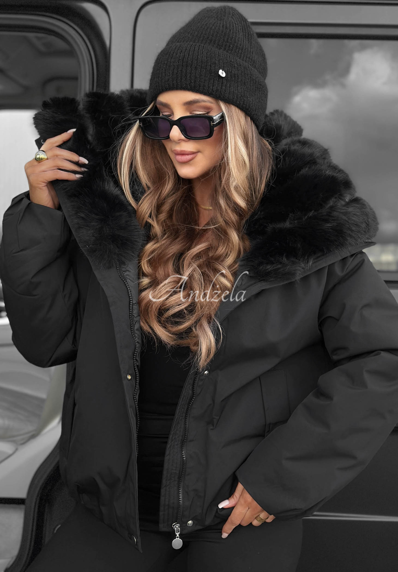 Parka mit Kunstfell Pine Path Schwarz