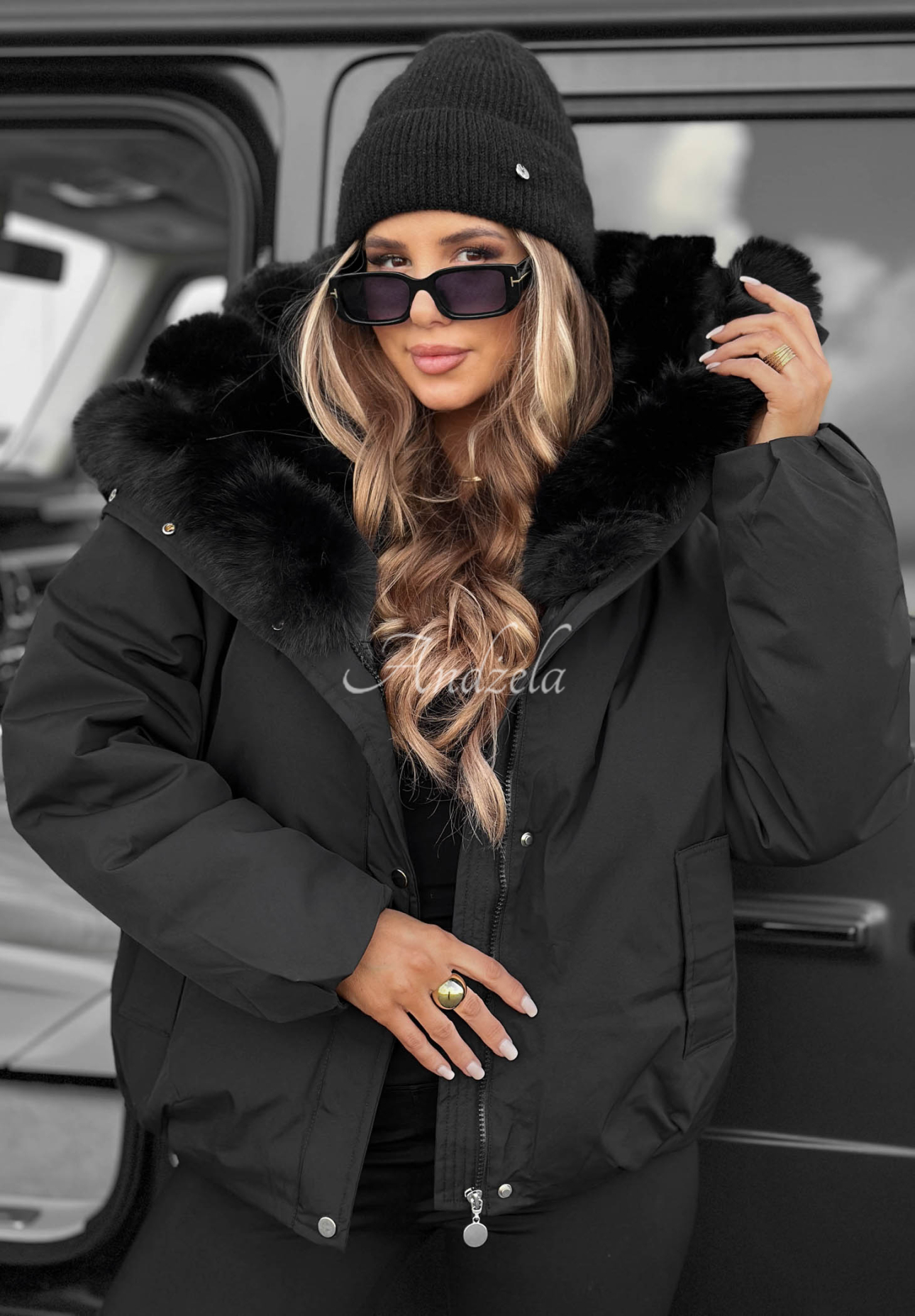 Parka mit Kunstfell Pine Path Schwarz