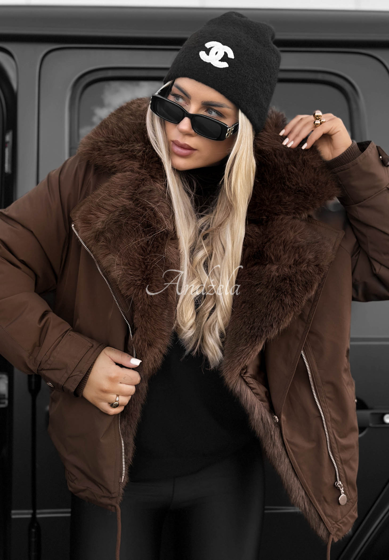 Parka mit Kunstfell Far Enough Schokoladenbraun