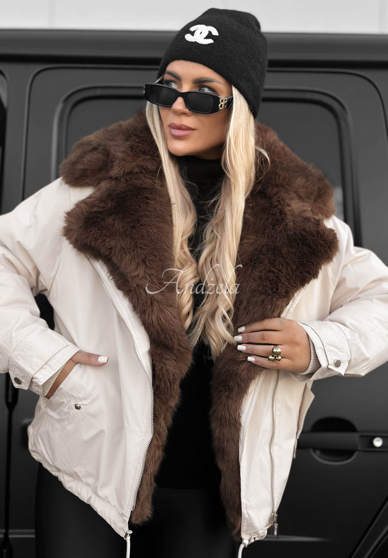 Parka mit Kunstfell Far Enough Hell Beige