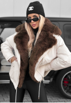 Jacke parka z futerkiem Far Enough Hell Beige