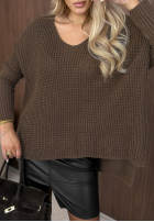 Asymetryczny Pullover oversize Amber Knit Mokkafarben