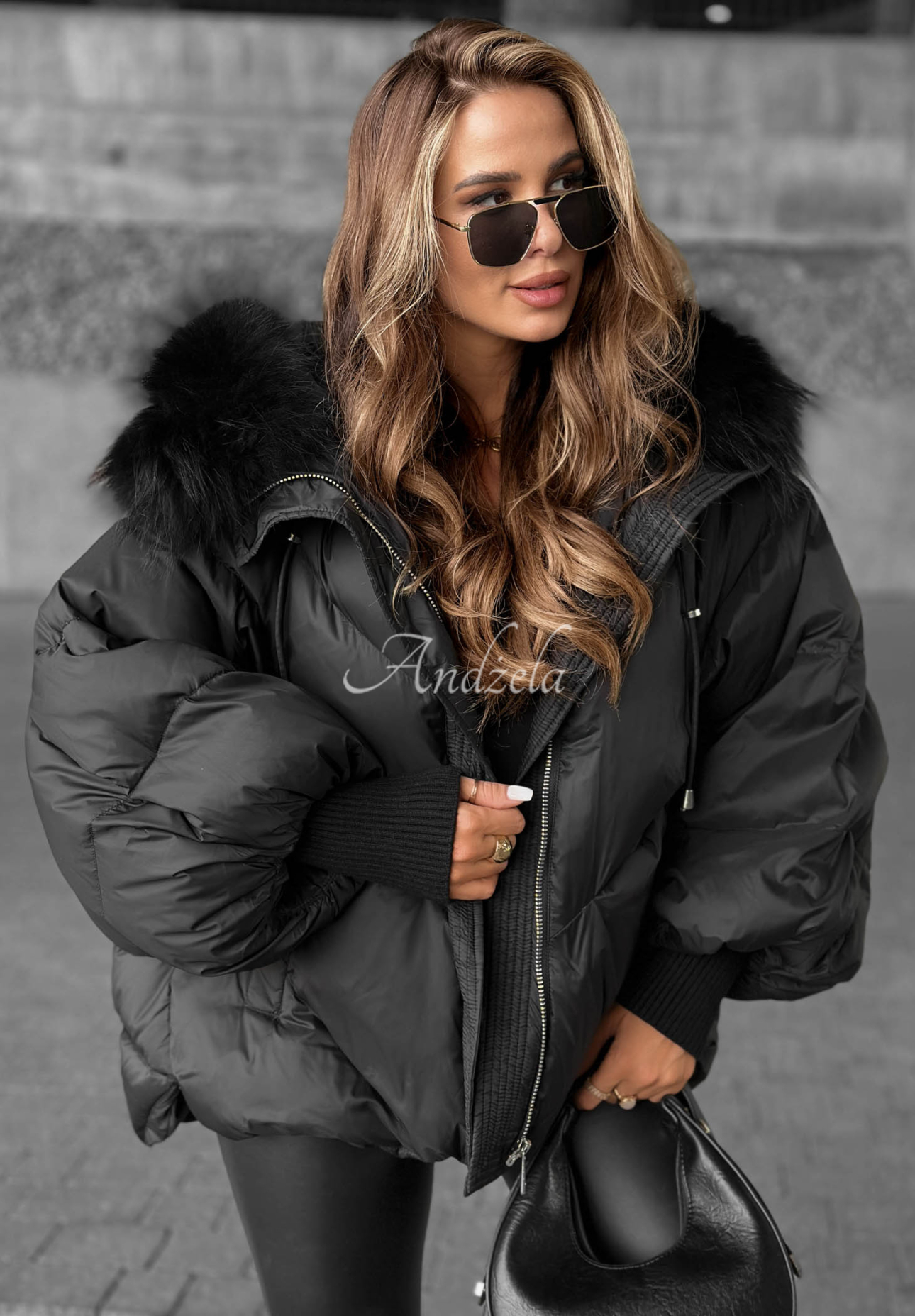 Daunenjacke mit Kapuze Look Again Schwarz