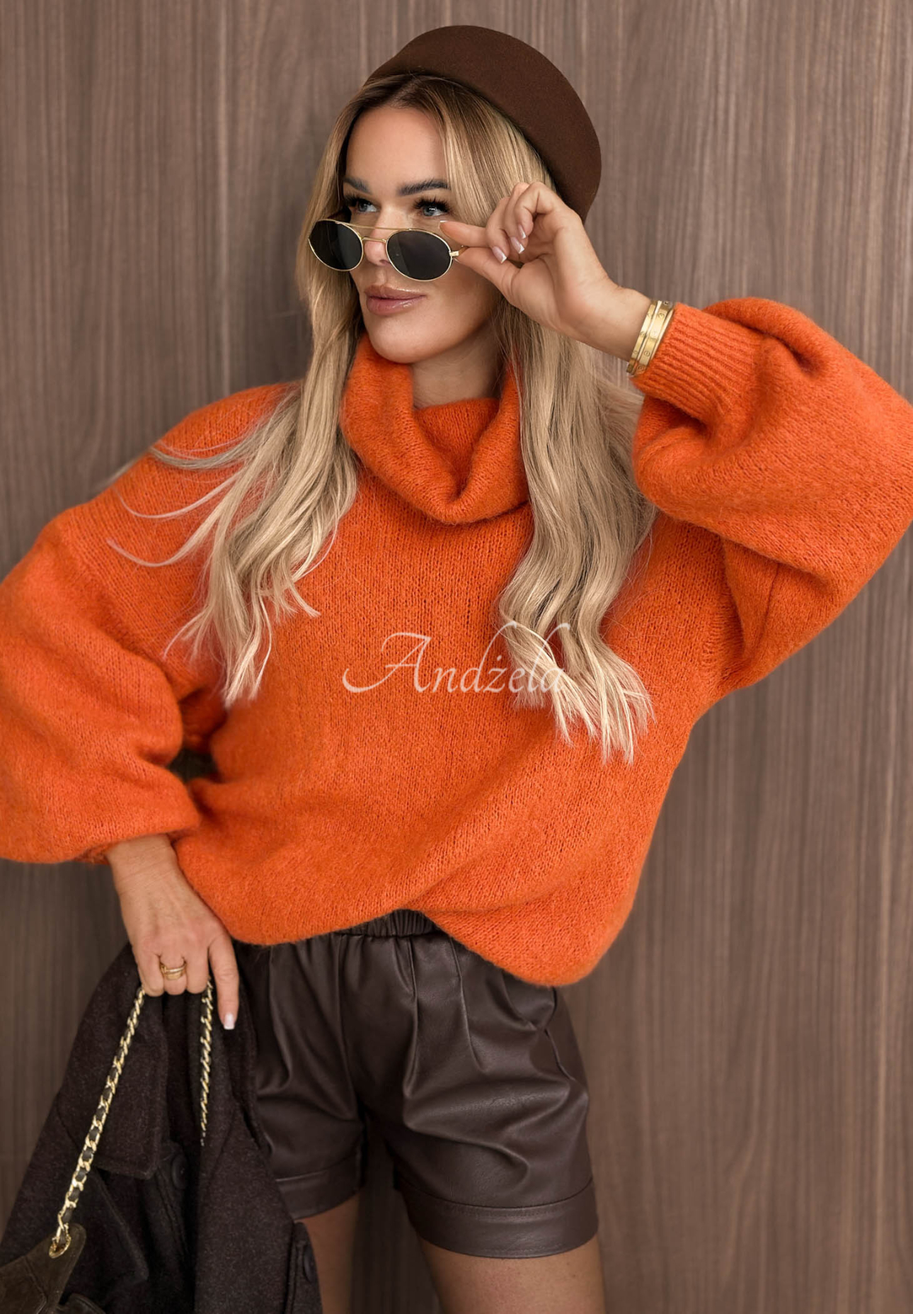 Weicher Rollkragenpullover mit Baby-Alpaka-Wolle Home Again Orange