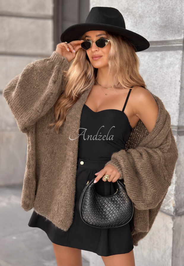 Oversize Cardigan Be Gentle And Kind Mokkafarben
