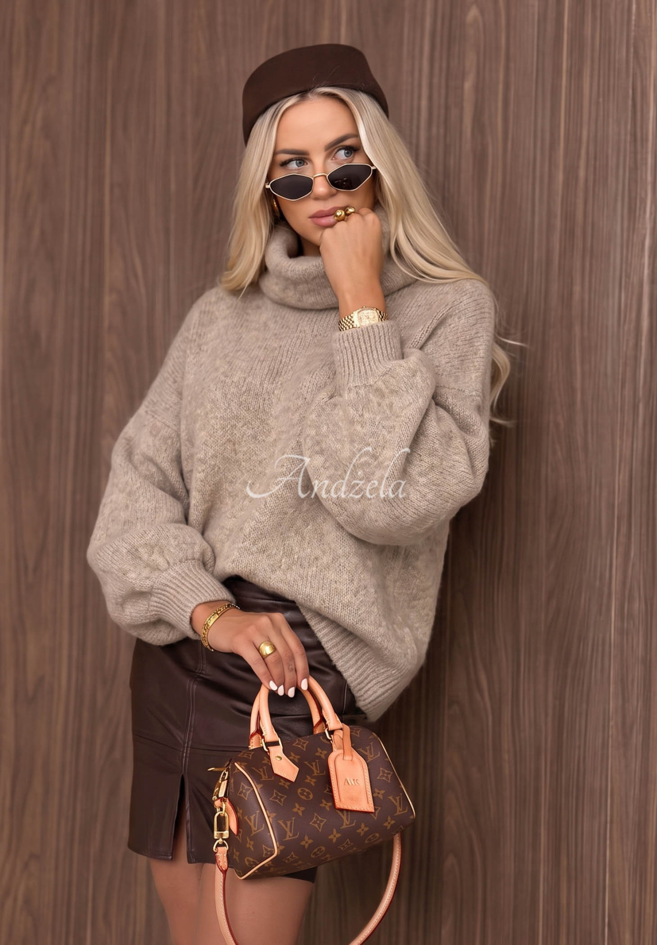 Weicher Rollkragenpullover mit Baby-Alpaka-Wolle Home Again Beige