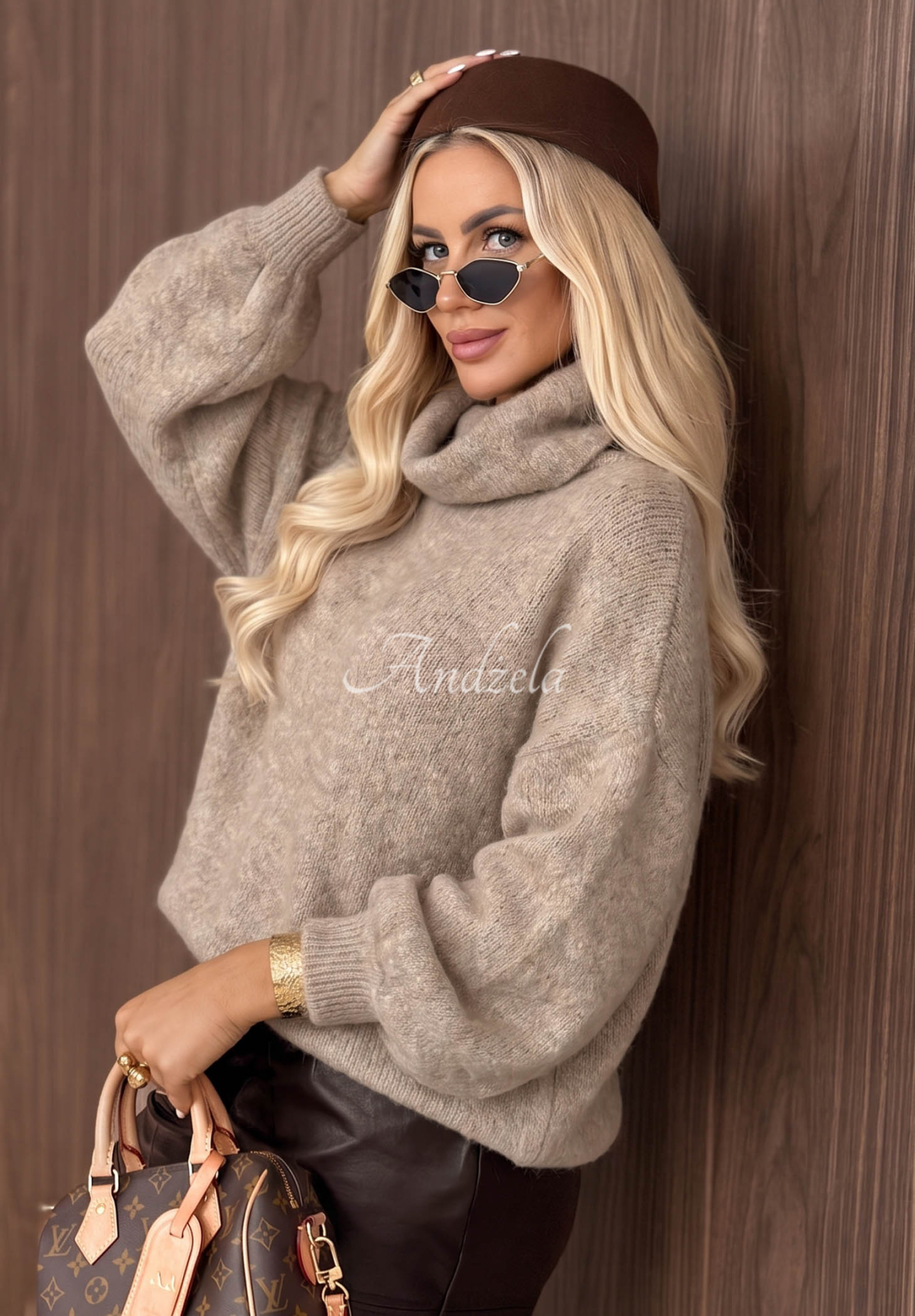 Weicher Rollkragenpullover mit Baby-Alpaka-Wolle Home Again Beige