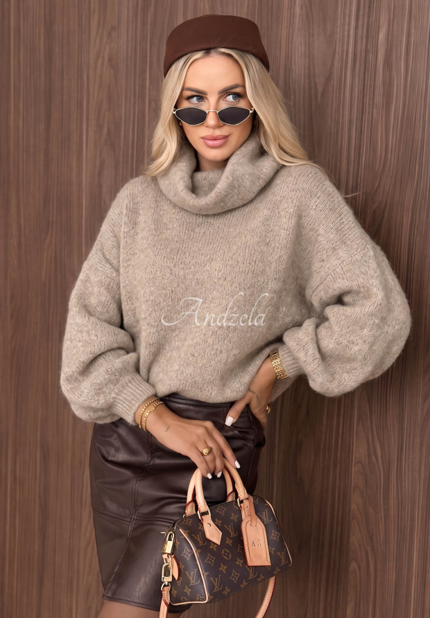 Weicher Rollkragenpullover mit Baby-Alpaka-Wolle Home Again Beige