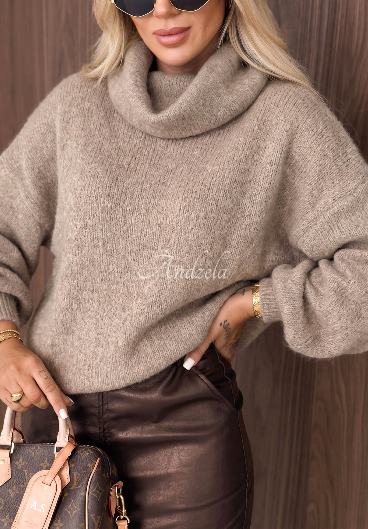 Weicher Rollkragenpullover mit Baby-Alpaka-Wolle Home Again Beige