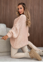 Miękki Pullover oversize z wełną i wiskozą Sugar Babe Puderrosa