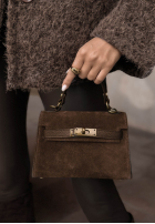 Zamszowa Tasche z rączką Mellow Season Schokoladenbraun