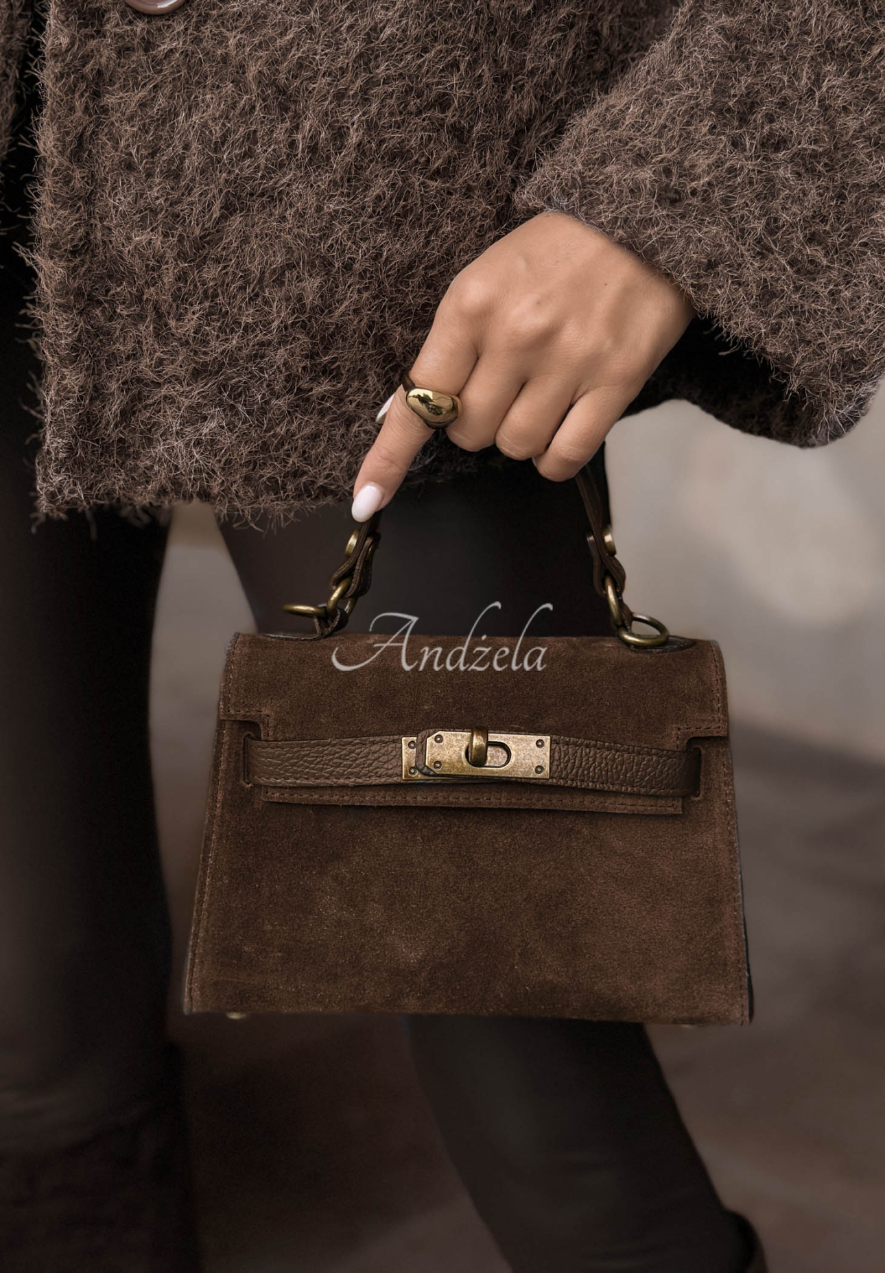 Wildlederhandtasche mit Henkel Mellow Season Camel