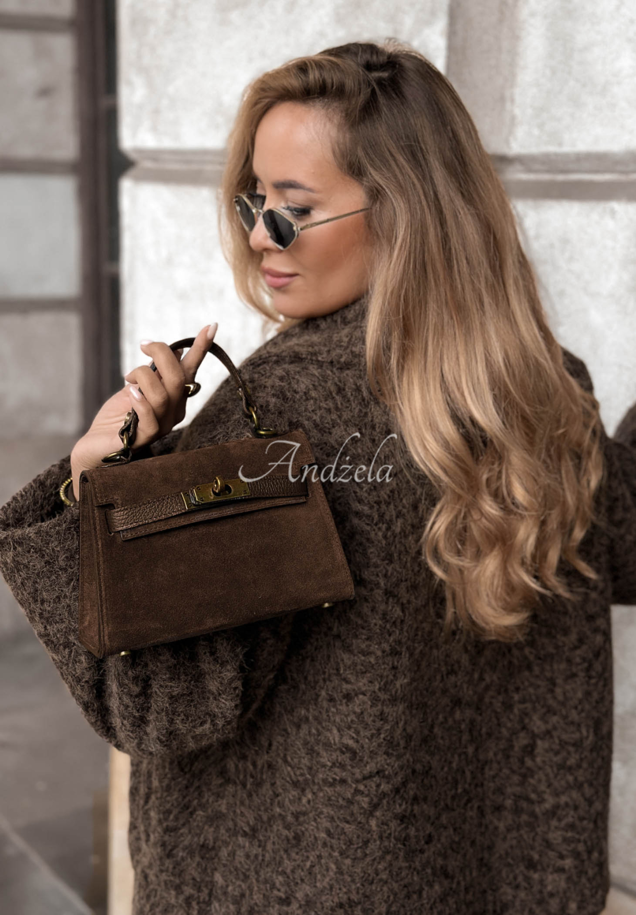 Wildlederhandtasche mit Henkel Mellow Season Camel