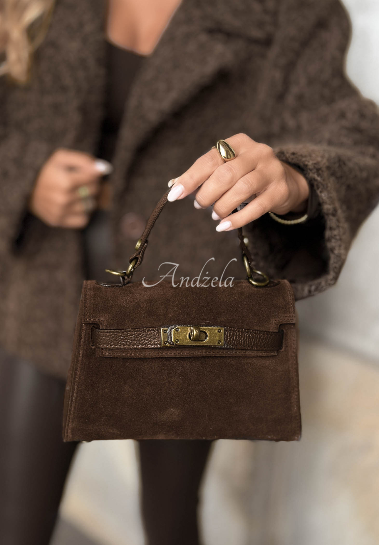 Wildlederhandtasche mit Henkel Mellow Season Camel