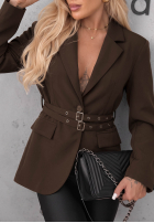 Klassisch Blazer z paskiem Bella Chic Schwarz