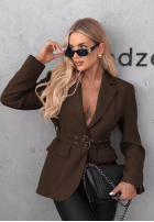 Klassisch Blazer z paskiem Bella Chic Schwarz