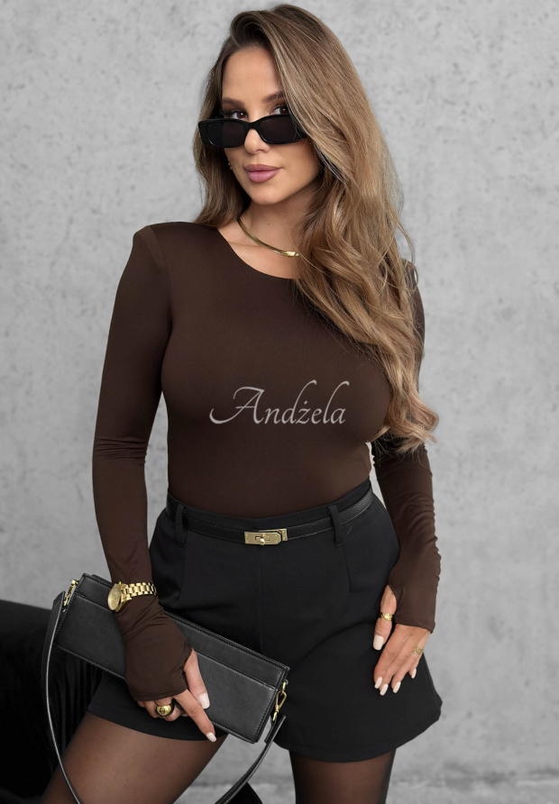 Oberteil longsleeve Basically Fine Schokoladenbraun