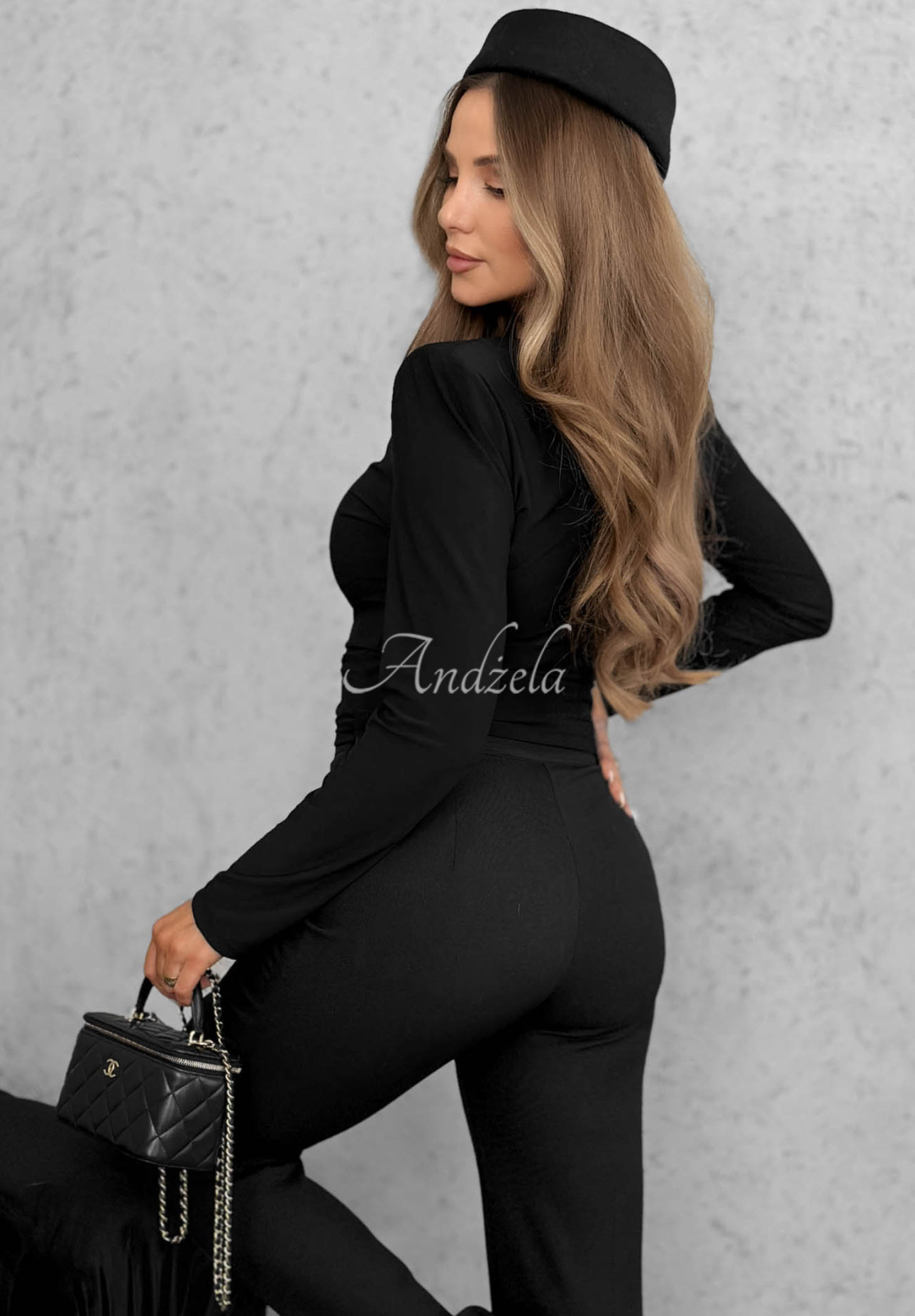 Langarmbluse mit Rose One Second Schwarz