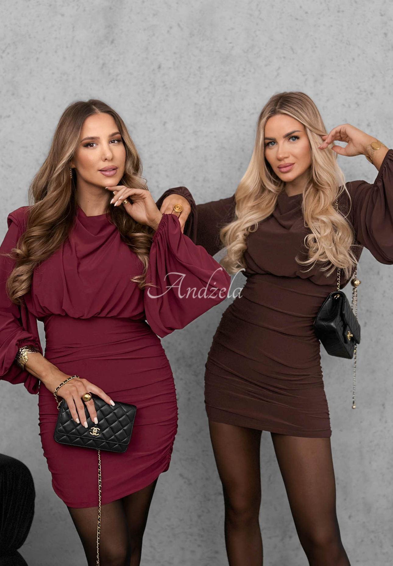 Kleid mit Raffungen und Polstern Maybe Next Time Burgunderrot