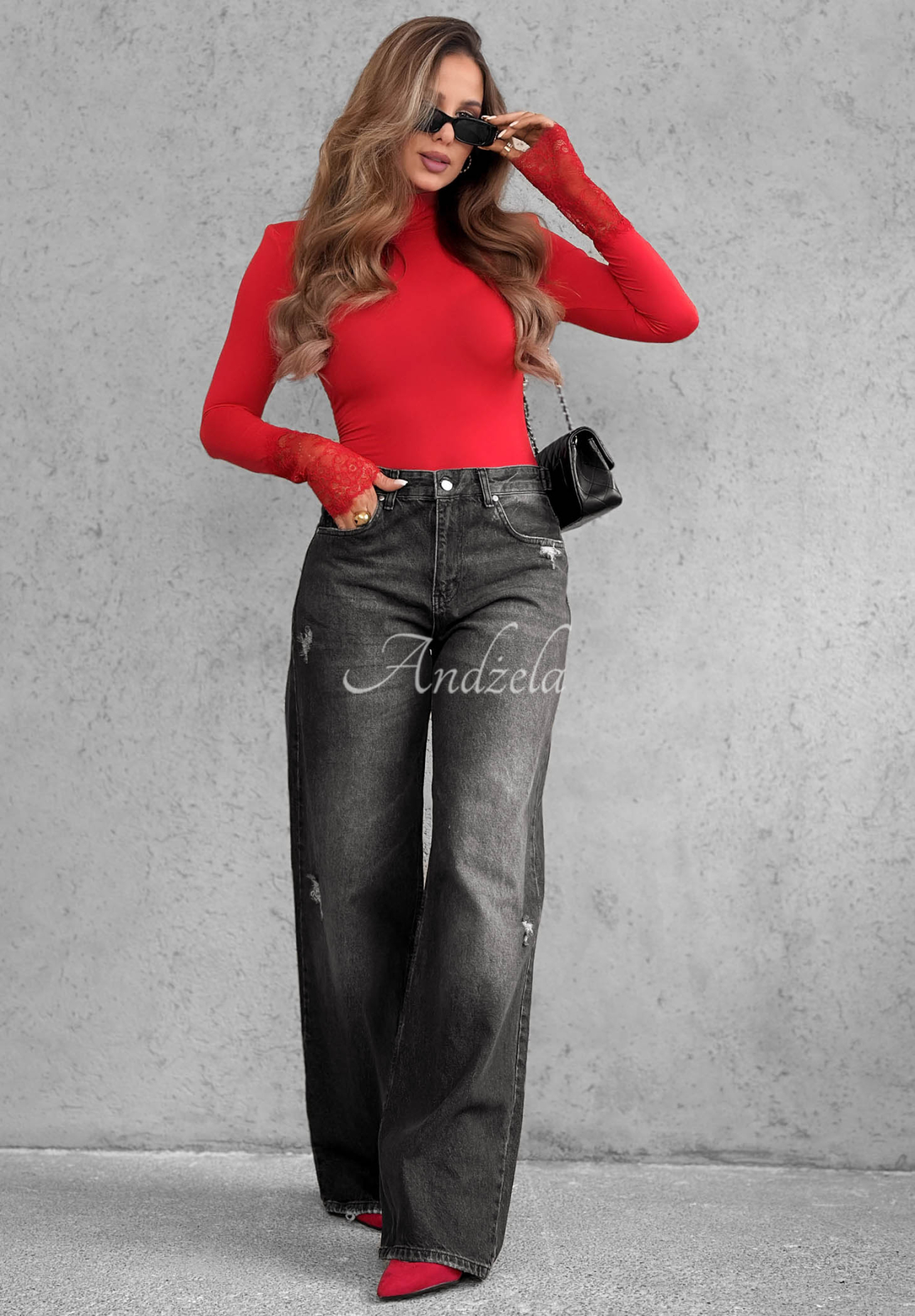 Jeans wide leg im Used-Look Don't Touch Grau