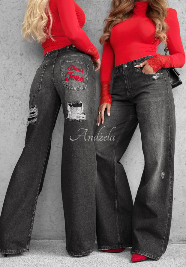 Jeans wide leg im Used-Look Don't Touch Grau