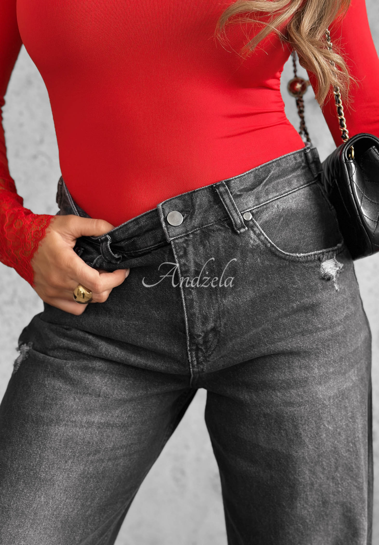 Jeans wide leg im Used-Look Don't Touch Grau