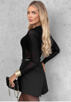 Błyszczące body longsleeve Little Shimmer Schwarz