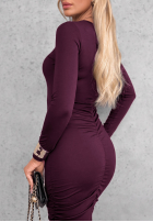 Kleid longsleeve z marszczeniem  Camera Ready Schokoladenbraun